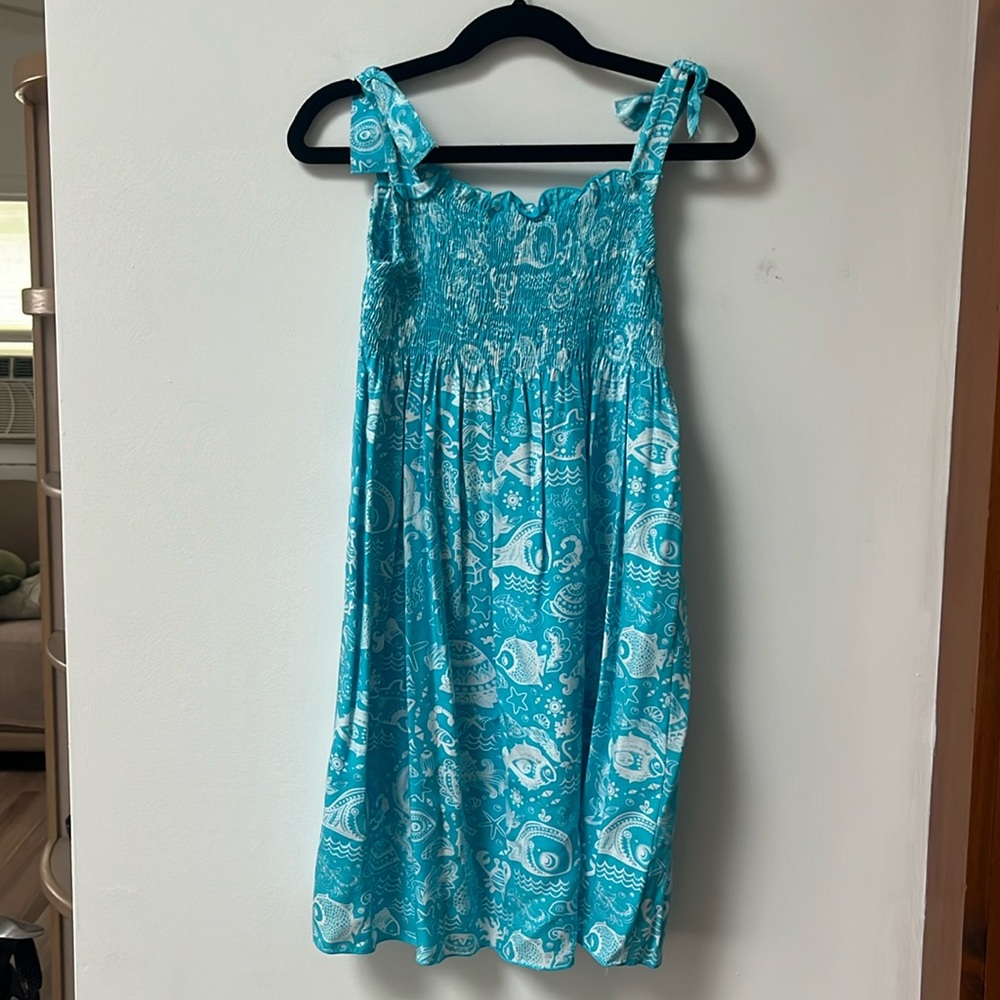 Tybee Island Girls Teal/White ELLA Sea Life Boho Sundress,One Size,4-6X,NWT